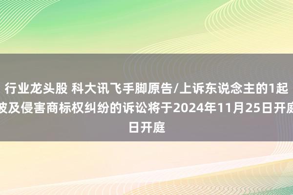 行业龙头股 科大讯飞手脚原告/上诉东说念主的1起波及侵害商标权纠纷的诉讼将于2024年11月25日开庭