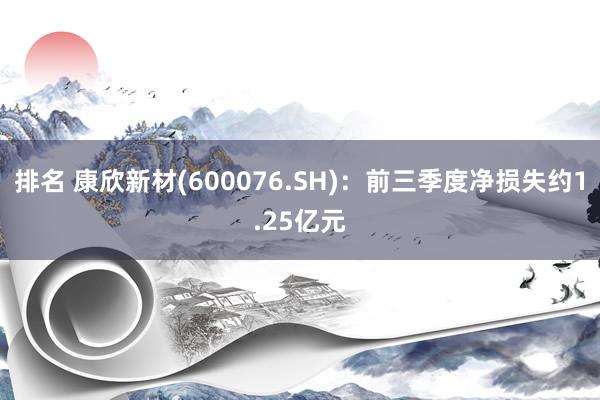 排名 康欣新材(600076.SH)：前三季度净损失约1.25亿元