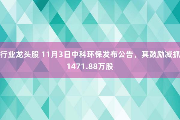 行业龙头股 11月3日中科环保发布公告，其鼓励减抓1471.88万股