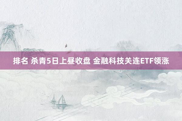 排名 杀青5日上昼收盘 金融科技关连ETF领涨