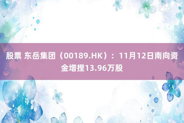 股票 东岳集团（00189.HK）：11月12日南向资金增捏13.96万股