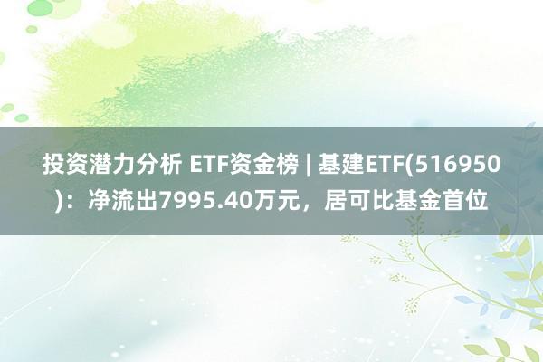 投资潜力分析 ETF资金榜 | 基建ETF(516950)：净流出7995.40万元，居可比基金首位