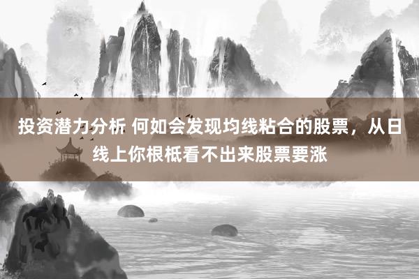 投资潜力分析 何如会发现均线粘合的股票，从日线上你根柢看不出来股票要涨