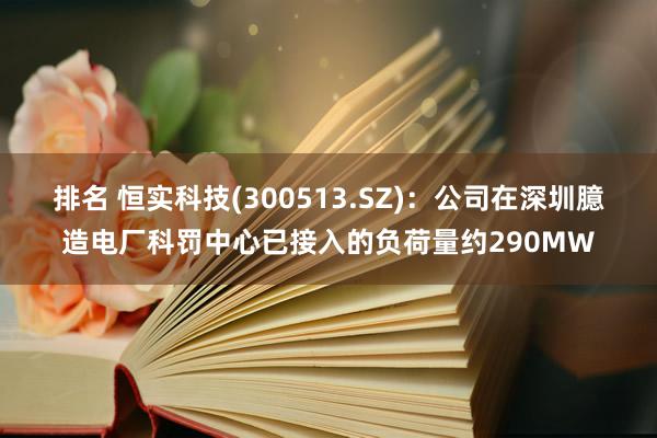 排名 恒实科技(300513.SZ)：公司在深圳臆造电厂科罚中心已接入的负荷量约290MW