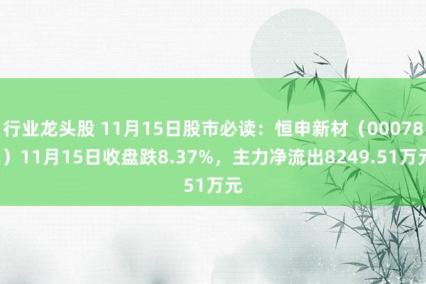 行业龙头股 11月15日股市必读：恒申新材（000782）11月15日收盘跌8.37%，主力净流出8249.51万元