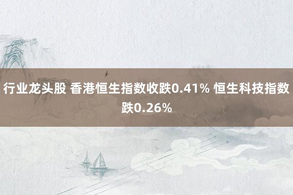 行业龙头股 香港恒生指数收跌0.41% 恒生科技指数跌0.26%