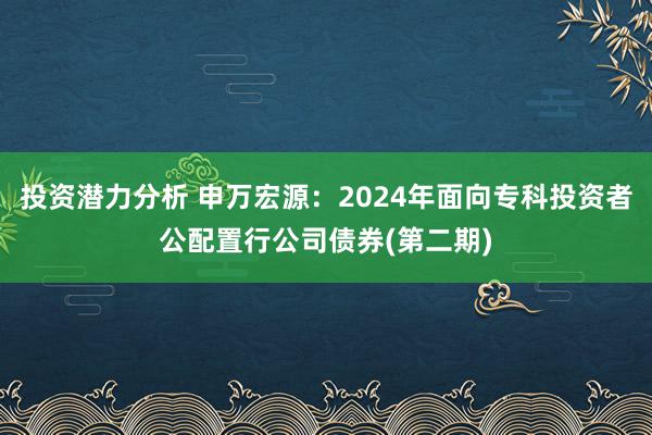 投资潜力分析 申万宏源：2024年面向专科投资者公配置行公司债券(第二期)