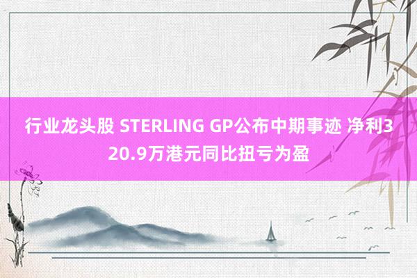 行业龙头股 STERLING GP公布中期事迹 净利320.9万港元同比扭亏为盈