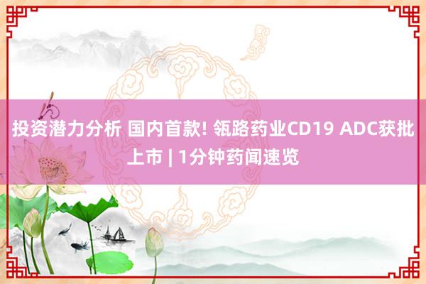 投资潜力分析 国内首款! 瓴路药业CD19 ADC获批上市 | 1分钟药闻速览