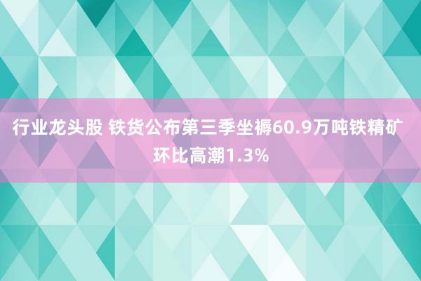 行业龙头股 铁货公布第三季坐褥60.9万吨铁精矿 环比高潮1.3%