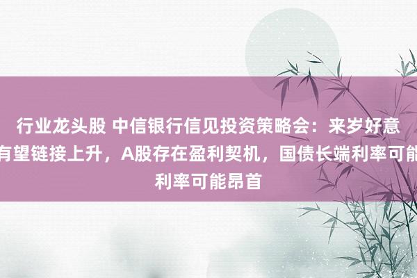 行业龙头股 中信银行信见投资策略会：来岁好意思股有望链接上升，A股存在盈利契机，国债长端利率可能昂首