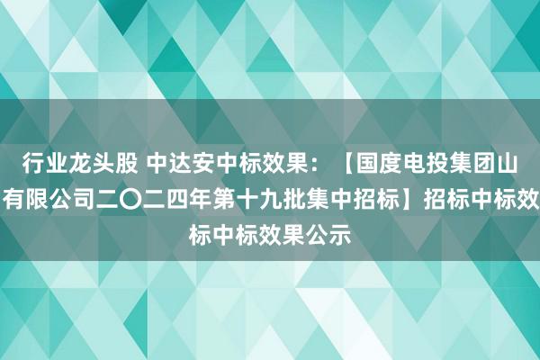 行业龙头股 中达安中标效果：【国度电投集团山西电力有限公司二〇二四年第十九批集中招标】招标中标效果公示