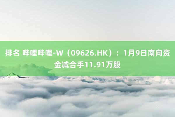 排名 哔哩哔哩-W（09626.HK）：1月9日南向资金减合手11.91万股