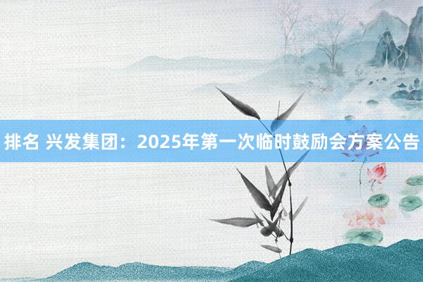 排名 兴发集团：2025年第一次临时鼓励会方案公告