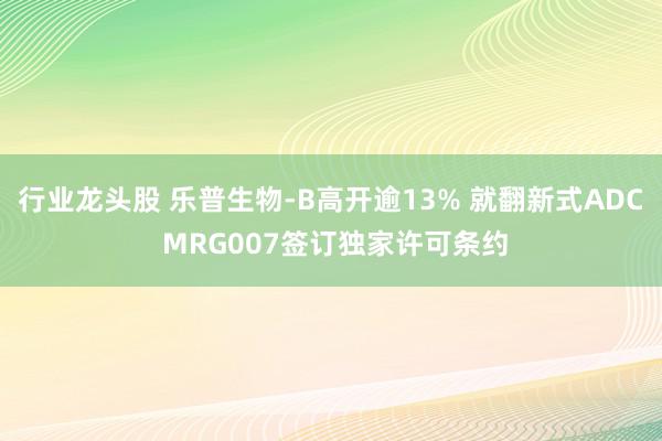 行业龙头股 乐普生物-B高开逾13% 就翻新式ADC MRG007签订独家许可条约