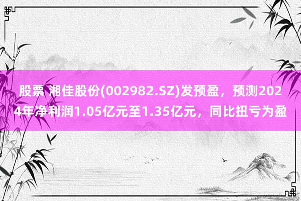 股票 湘佳股份(002982.SZ)发预盈，预测2024年净利润1.05亿元至1.35亿元，同比扭亏为盈