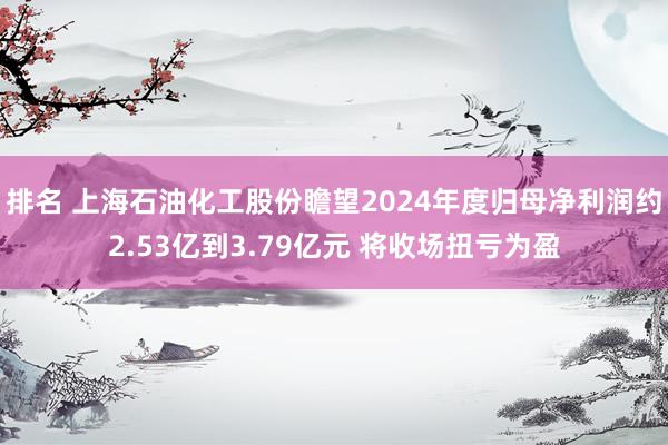 排名 上海石油化工股份瞻望2024年度归母净利润约2.53亿到3.79亿元 将收场扭亏为盈