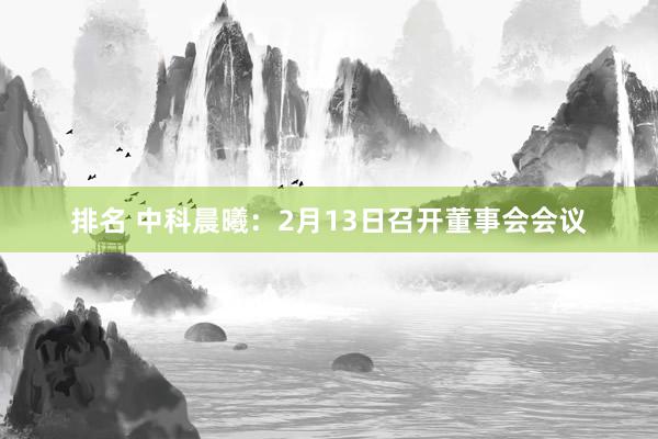 排名 中科晨曦：2月13日召开董事会会议