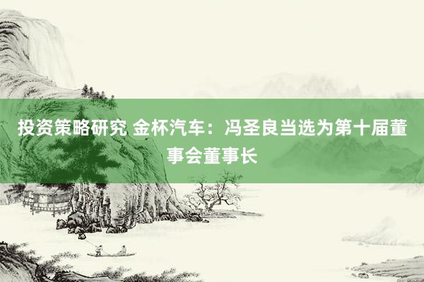 投资策略研究 金杯汽车：冯圣良当选为第十届董事会董事长