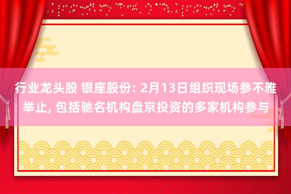 行业龙头股 银座股份: 2月13日组织现场参不雅举止, 包括驰名机构盘京投资的多家机构参与