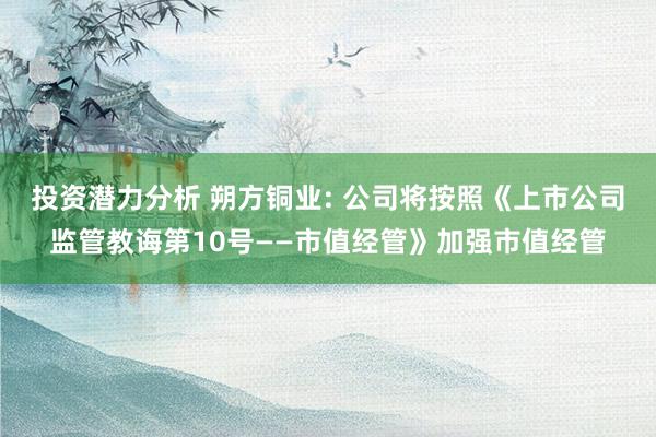 投资潜力分析 朔方铜业: 公司将按照《上市公司监管教诲第10号——市值经管》加强市值经管