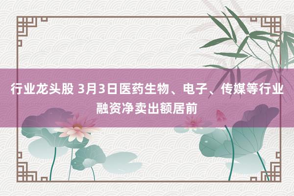 行业龙头股 3月3日医药生物、电子、传媒等行业融资净卖出额居前