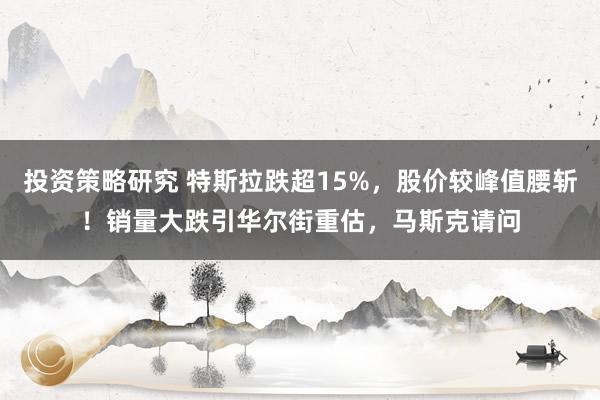 投资策略研究 特斯拉跌超15%，股价较峰值腰斩！销量大跌引华尔街重估，马斯克请问