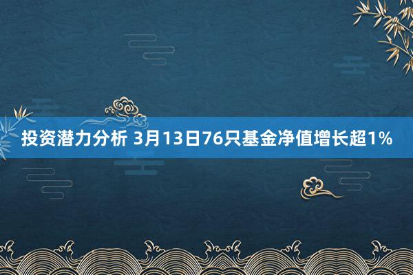 投资潜力分析 3月13日76只基金净值增长超1%